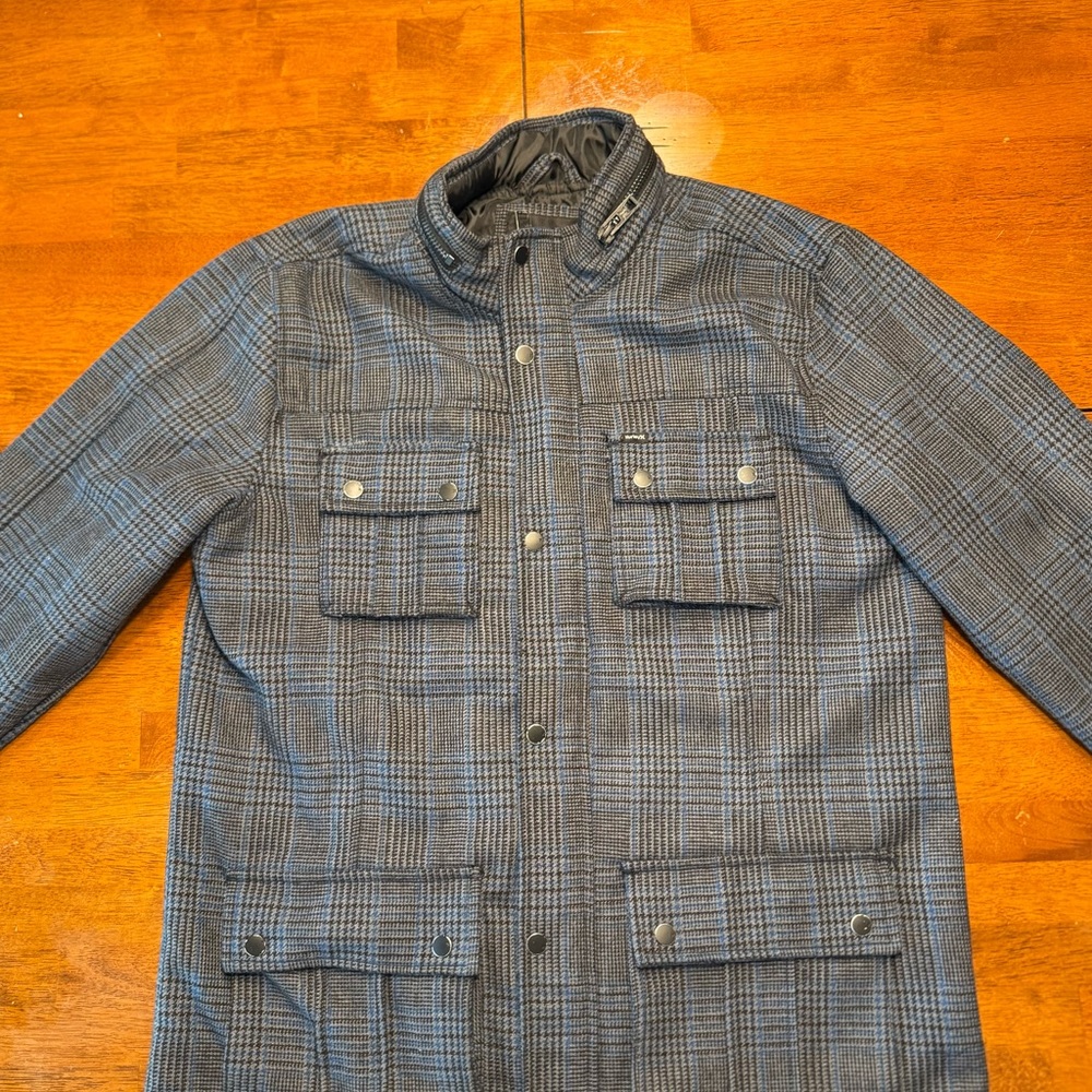 Hurley Blue Lightweight Shirt Jacket with Stand-Up Collar